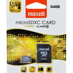 Card Maxell microSDXC 64GB clasa 10 + adaptor SD 83-P120010223-1, maxell