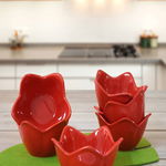 Ceramic Set Boluri (6 Pieces) Red Lily, Roșu, Keramika