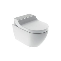 Set vas WC rimless cu functie de bideu si capac soft close, ornament otel inoxidabil lustruit, Geberit AquaClean Tuma Comfort, Geberit