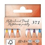 Creioane multicolor triunghiulare 12 bucati+blender+guma+ascutitoare KOH-I-NOOR Jumbo Trio Magic, KOH-I-NOOR