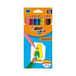 Creioane colorate BIC Tropicolors, 12 buc/set, BIC