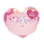 Piscina uscata MeowBaby cu 250 de bile alb perlat-transparent-roz pastel Amour 90x40 cm roz deschis, MeowBaby®
