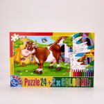 Set Puzzle 24 piese Animale + 2 fișe de colorat și creioane colorate, inTrend.ro