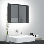 vidaXL Dulap de baie cu oglindă și LED, gri, 60x12x45 cm acril, vidaXL