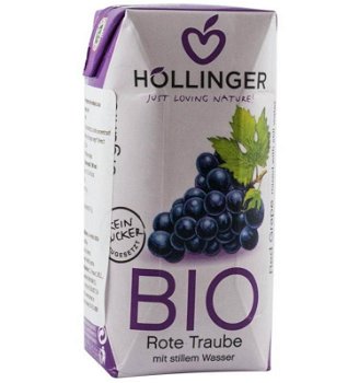 Suc de struguri rosii cu pai - eco-bio 200ml - Hollinger, HOLLINGER