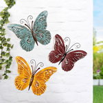 Set 3 bucati decoratiune perete, 36 x 28 cm, Fluturi colorati