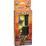 Set revolver Cowboy cu insigna, Gonher, Plastic, 3+, 18.5 x 9 cm, Negru/Maro