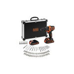 Black&Decker BDCHD18BAFC cordless combi drill incl. case + 2 Batteries 1.5Ah + Accessories, BlackDecker