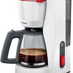 Cafetiera Bosch My Moment TKA3M131, 1.37 l, cana sticla, sistem antipicurare, oprire automata, rezervor de apa detasabil, cu sistem de mentinere la cald, Alb, BOSCH