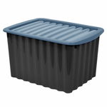 Cutie practica cu capac 18 L pentru depozitare si organizare, 39 x 29 x 22.5 cm, Negru/Albastru, Pufo