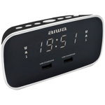 Radio Cu ceas si Alarma Aiwa, CRU-19BK, 2 Porturi USB, Negru/Gri, Aiwa