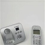 Telefon Panasonic DECT, KX-TG6821GS, robot telefonic, caller ID, argintiu, Panasonic