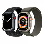 Set 2 curele Apple Watch Ultra/ 3 / 4 / 5 / 6 / 7 / 8 / SE series 42 / 44 / 45 / 49 mm nylon negru verde, krasscom