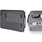 Geanta laptop 14 inch Tech-Protect Pocket Dark Grey, TECH-PROTECT