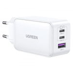 Incarcator de retea Incarcator Priza USB-A QC 3.0, 2xUSB-C PD GaN 65W, 3.25A - Ugreen Nexode (15334) - White