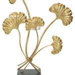 Suport lumânare Glam Iris, 44x29x12.5 cm, metal/ sticlă, auriu/ negru, Mauro Ferretti