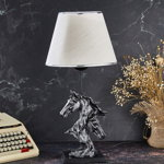 Lampa de masa, FullHouse, 390FLH1930, Baza din lemn, Argintiu / Bej, FullHouse
