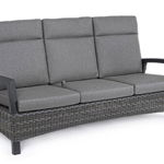 Canapea cu 3 locuri pentru gradina/terasa Britton, Bizzotto, 194.5 x 83 x 103 cm, fibra sintetica/tesatura ofelin, gri carbune, Bizzotto