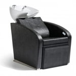 Sibel Elegantia Relax - Unitate profesionala de spalare neagra cu lavoar alb si suport electric pentru picioare, Sibel