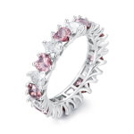 Inel din argint Pink Hearts Crystals, EdenBoutique