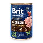 Brit Premium By Nature, Pui și Inimi, Conservă hrană umedă fără cereale câini, (pate), 400g, Brit