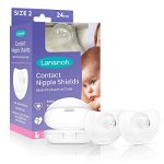 Protectoare mamelon, Lansinoh, 2 buc, 24 mm, Din silicon, Fara BPA, Cu cutie depozitare, Transparent, Lansinoh