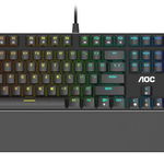 Tastatura gaming mecanica AOC GK500, iluminare RGB, Switch Outemu Red, layout US Int, Negru