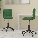 Set scaune de bucatarie pivotante vidaXL, 2 buc., verde inchis, catifea, 40 X 47 X (76-87.5) cm, 10.3 kg