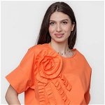 Bluza cu aplicatie boboc din jerseu portocaliu, Shopika