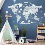 Harta de calatorie a lumii pentru baieti, 127 x 198 cm, INSPIO®