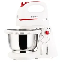 Mixer cu bol Daewoo DHM100W 300 W bol inox rotativ capacitate bol 2 l functie Turbo 5 viteze accesoriu framantare palete amestecare Alb