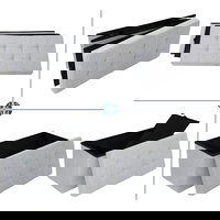 Banca 2 locuri cu spatiu depozitare, 80 L, Stofa, Gri deschis, 76 x 38 x 38 cm, 