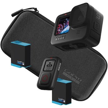 Camera video sport GoPro Hero9 Bundle, 5K, 20MP, 2 x Baterii + Telecomanda, Negru, GoPro