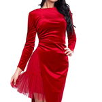 E1028-3 Rochie midi eleganta cu maneca lunga, 