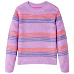 Pulover pentru copii tricotat, dungi liliac și roz, 92, vidaXL