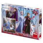Puzzle 3 in 1 - Frozen II (3 x 55 piese), Dino