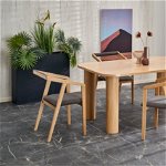 Set masa extensibila Salvadore ceramic maro/negru mat - L160-240 cm + 6 scaune tapitate cu piele Cherry olive Buffalo10, Signal
