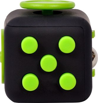 Cub antistres Spacer Fidget Negru cu butoane verzi sp-cube-fget