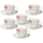 Set 6 cesti cu farfurie pentru ceai, Metropolis Alyssa, Tognana, 260 ml, portelan, multicolor, Tognana Porcellane