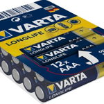 Baterii Alcaline VARTA Longlife Extra AAA, 12 buc, Varta