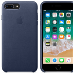 Apple Protectie pentru spate, material piele, pentru iPhone 7 Plus si 8 Plus, culoare Midnight Blue