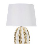 Veioză alb-auriu din ceramică cu abajur textil (înălțime 48 cm) Glam Stary – Mauro Ferretti, Mauro Ferretti