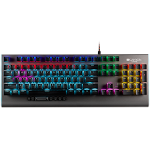 CANYON Wired multimedia gaming keyboard with lighting effect  20pcs rainbow LED & 19pcs RGB light  Numbers 104keys  EN double injection layout  cable length 1.8M  446*160*40mm  0.98kg  color Dark grey