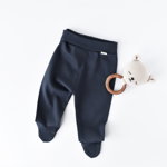 Pantaloni cu botosei - bumbac organic bleumarin (marime: 3-6 luni), BabyJem