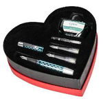 Set caligrafie Online, stilou Diamond Turquoise Heart Box