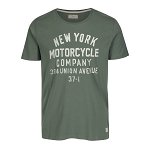 Tricou verde cu print text Selected Homme Mike, Selected Homme