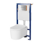 Set vas wc suspendat Inverto cu capac soft close, rezervor incastrat Tech Line Opti si clapeta crom lucios, Cersanit