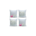 Set 4 fețe de pernă decorative Minimalist Cushion Covers Soft Flowers, 45 x 45 cm