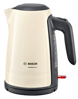 Fierbator de apa Bosch TWK6A017, 2400 W, 1,7 L, Oprire automata, Filtru anticalcar, Crem/Gri, Bosch