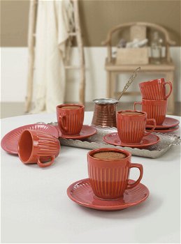 Set cești de cafea, Portocaliu, 40x18x21 cm, Keramika